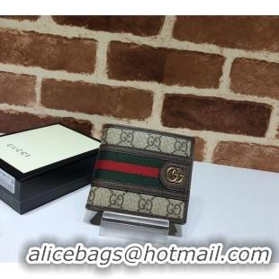 Buy New Cheap Gucci Ophidia GG Canvas Bi-Fold Wallet 597609 Beige/Brown 2023