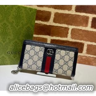 High Quality Gucci Ophidia GG Canvas zip around wallet 523154 Beige/Blue 2023