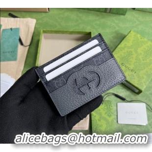 New Cheap Gucci Card case wallet with cut-out Interlocking G 701425 Grey/Black 2023