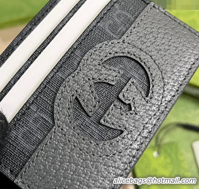 New Cheap Gucci Card case wallet with cut-out Interlocking G 701425 Grey/Black 2023