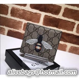 Modern Classic Gucci Bee Print GG Supreme Canvas Wallet 451268 Beige 2023