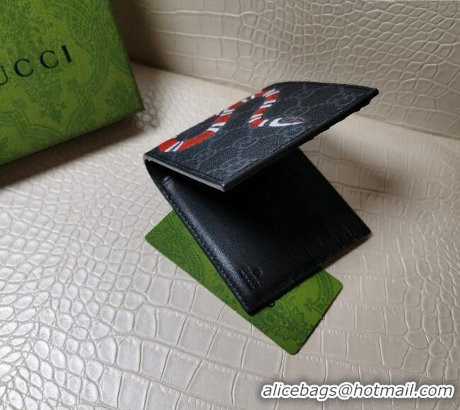 Cheapest Gucci Kingsnake Print GG Supreme Canvas Wallet 451268 Black 2023