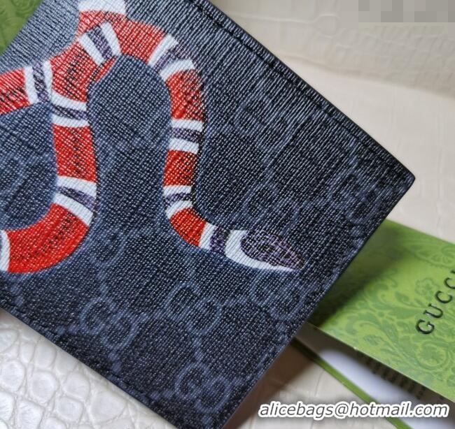 Cheapest Gucci Kingsnake Print GG Supreme Canvas Wallet 451268 Black 2023