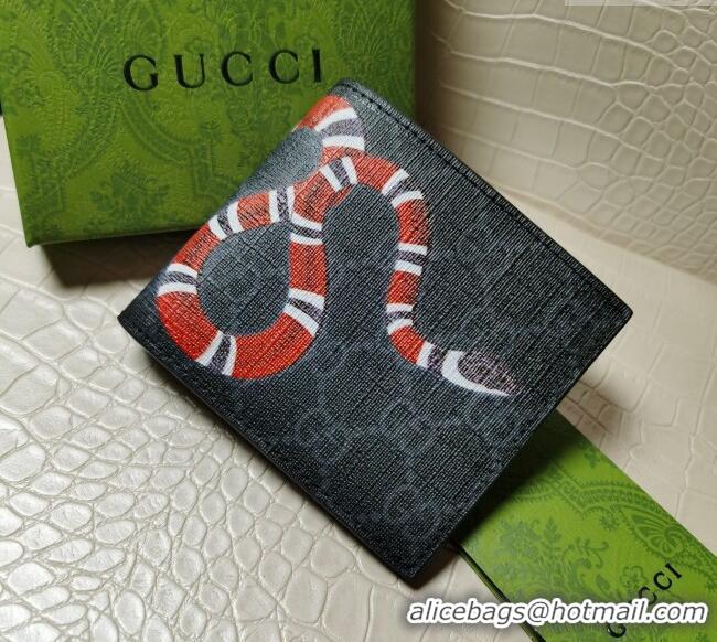 Cheapest Gucci Kingsnake Print GG Supreme Canvas Wallet 451268 Black 2023