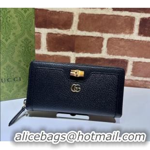 Shop Discount Gucci Diana Jumbo GG Leather Wallet 658634 Black 2023