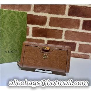 New Product Gucci Diana Jumbo GG Leather Wallet 658634 Brown 2023