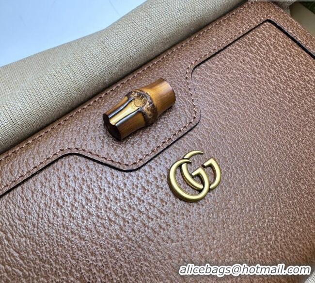 New Product Gucci Diana Jumbo GG Leather Wallet 658634 Brown 2023