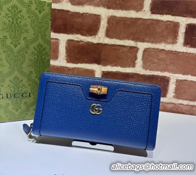 Original Cheap Gucci Diana Jumbo GG Leather Wallet 658634 Blue 2023