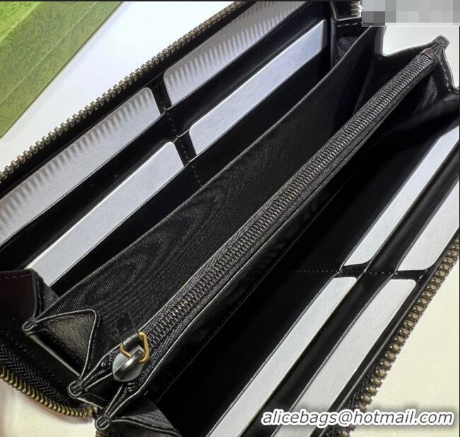 Spot Bulk Gucci GG Marmont Matelasse Leather Zip Around Wallet 443123 Black 2023