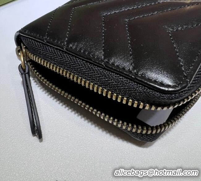 Spot Bulk Gucci GG Marmont Matelasse Leather Zip Around Wallet 443123 Black 2023