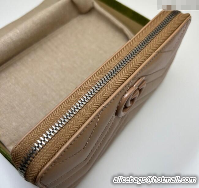 Luxury Classic Gucci GG Marmont Matelasse Leather Zip Around Wallet 443123 Rose Beige 2023