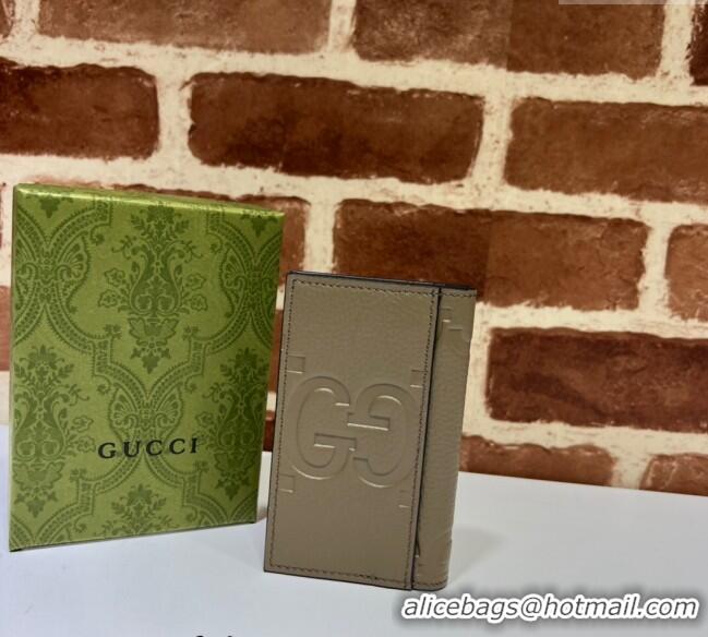 Good Price Gucci Jumbo GG Leather Card Case Wallet 739478 Taupe Brown 2023