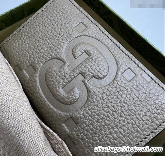 Good Price Gucci Jumbo GG Leather Card Case Wallet 739478 Taupe Brown 2023