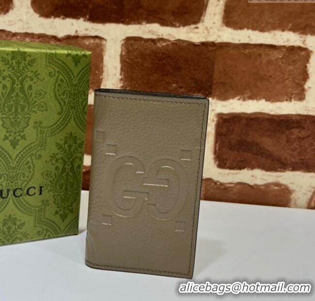 Good Price Gucci Jumbo GG Leather Card Case Wallet 739478 Taupe Brown 2023