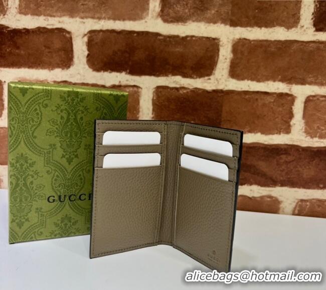 Good Price Gucci Jumbo GG Leather Card Case Wallet 739478 Taupe Brown 2023