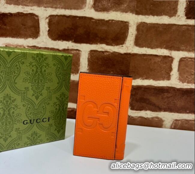 Buy Stylish Gucci Jumbo GG Leather Card Case Wallet 739478 Orange 2023