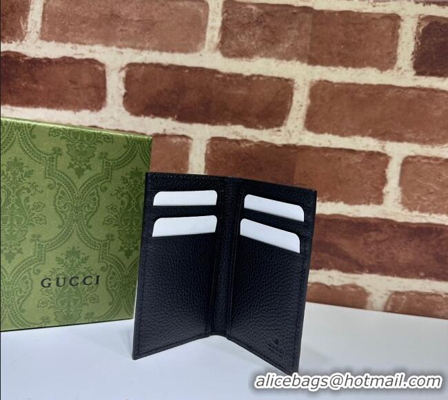 Top Quality Gucci Jumbo GG Leather Card Case Wallet 739478 Black 2023