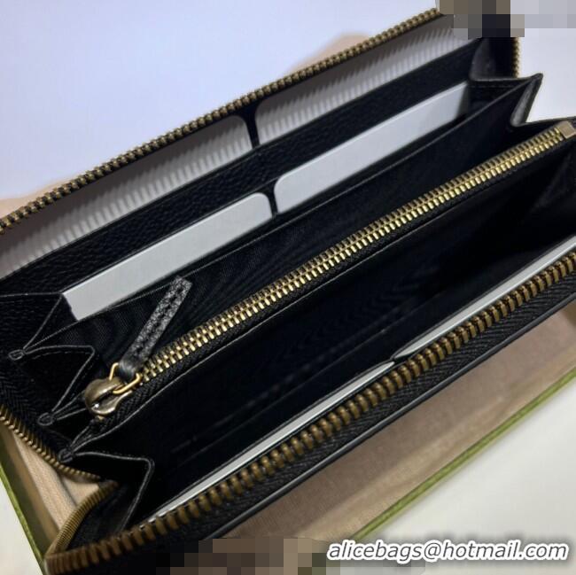 Grade Quality Gucci Leather Zip Around Wallet with Bamboo 739499 Black 2023