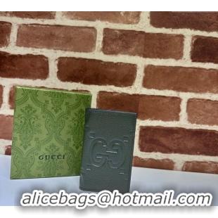 Big Discount Gucci Jumbo GG Leather Card Case Wallet 739478 Dark Green 2023