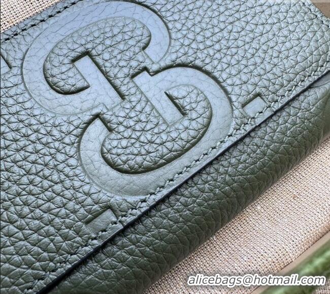 Big Discount Gucci Jumbo GG Leather Card Case Wallet 739478 Dark Green 2023