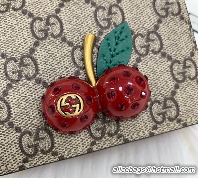 Best Quality Gucci GG Canvas Card Case Wallet with Red Cherry G08043 2023