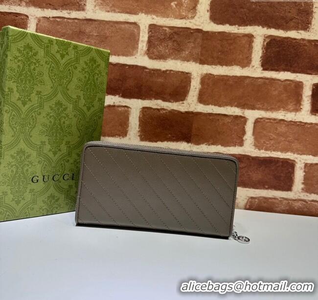 Original Cheap Gucci Blondie Leather Zip-Around Wallet 760312 Grey 2023