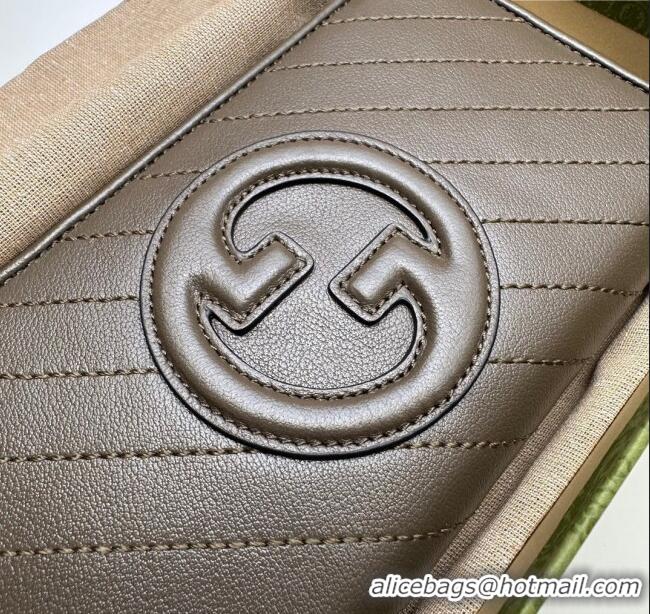 Original Cheap Gucci Blondie Leather Zip-Around Wallet 760312 Grey 2023