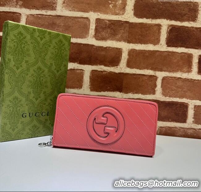 Top Grade Gucci Blondie Leather Zip-Around Wallet 760312 Pink 2023