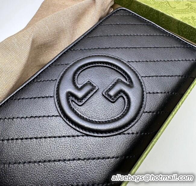 Discount Gucci Blondie Leather Zip-Around Wallet 760312 Black 2023