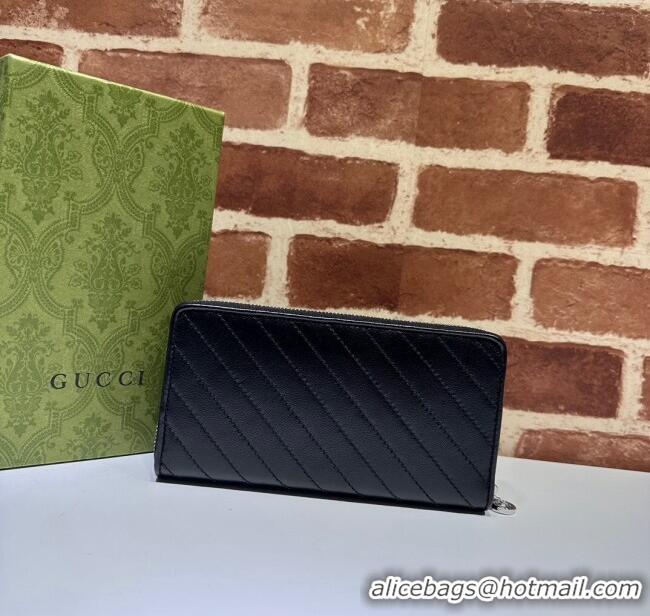 Discount Gucci Blondie Leather Zip-Around Wallet 760312 Black 2023