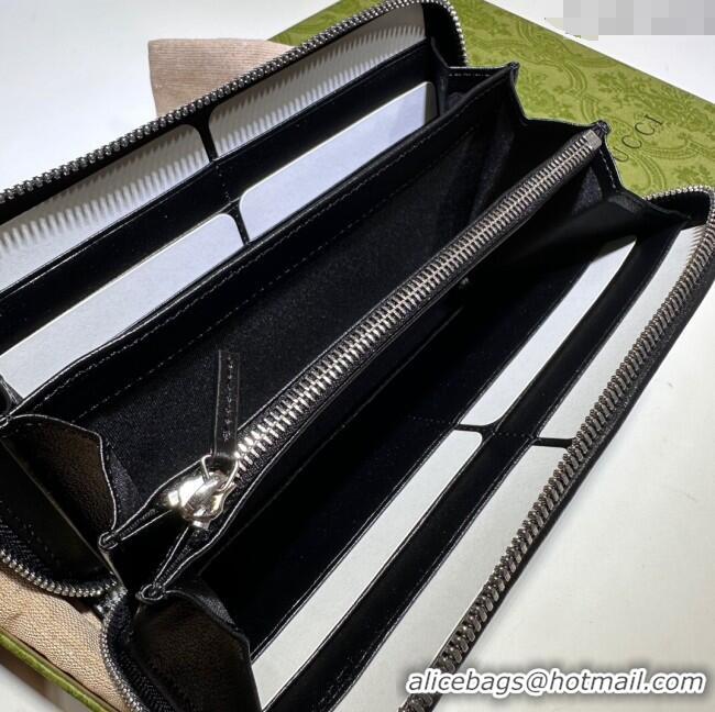 Discount Gucci Blondie Leather Zip-Around Wallet 760312 Black 2023