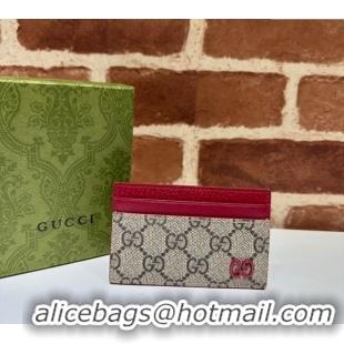 New Cheap Gucci Card Case with GG Detail 768248 Red Leather 2023