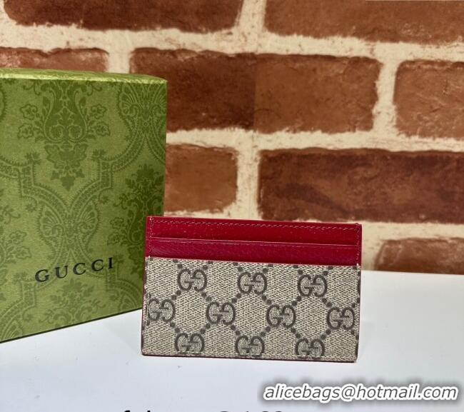 New Cheap Gucci Card Case with GG Detail 768248 Red Leather 2023