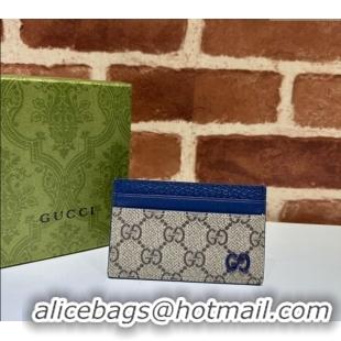 Modern Classic Gucci Card Case with GG Detail 768248 Blue Leather 2023