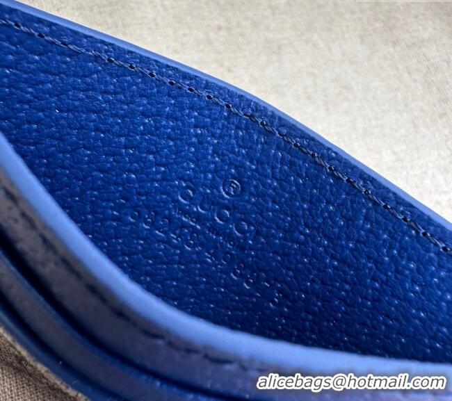 Modern Classic Gucci Card Case with GG Detail 768248 Blue Leather 2023
