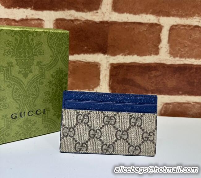 Modern Classic Gucci Card Case with GG Detail 768248 Blue Leather 2023