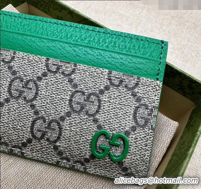 Shop Good Gucci Card Case with GG Detail 768248 Green Leather 2023