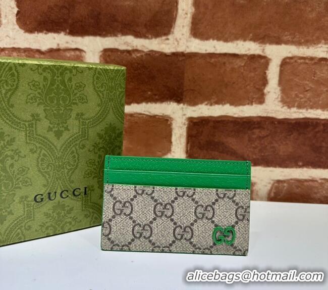 Shop Good Gucci Card Case with GG Detail 768248 Green Leather 2023