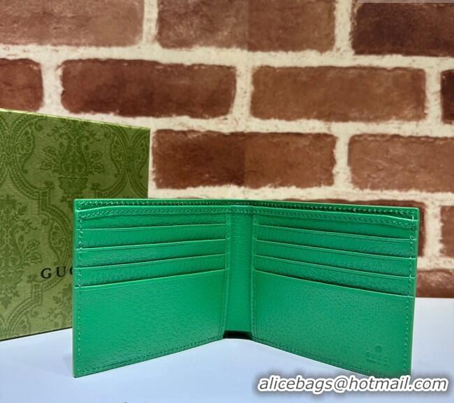 Unique Grade Gucci Wallet with GG Detail ‎768243 Green Leather 2023