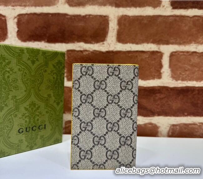 Promotional Gucci Long Card Case with GG Detail 768249 Yellow Leather 2023