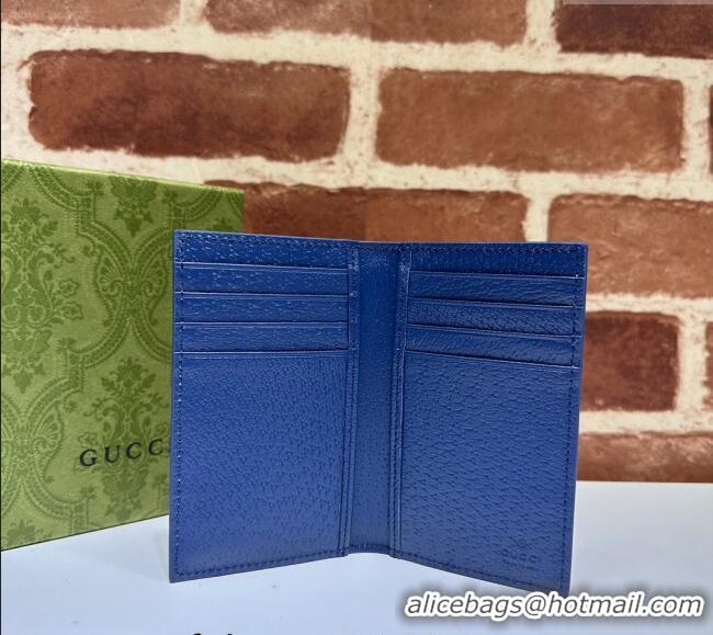 Famous Brand Gucci Long Card Case with GG Detail 768249 Blue Leather 2023