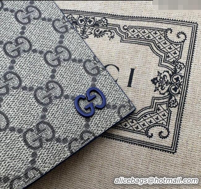 Famous Brand Gucci Long Card Case with GG Detail 768249 Blue Leather 2023