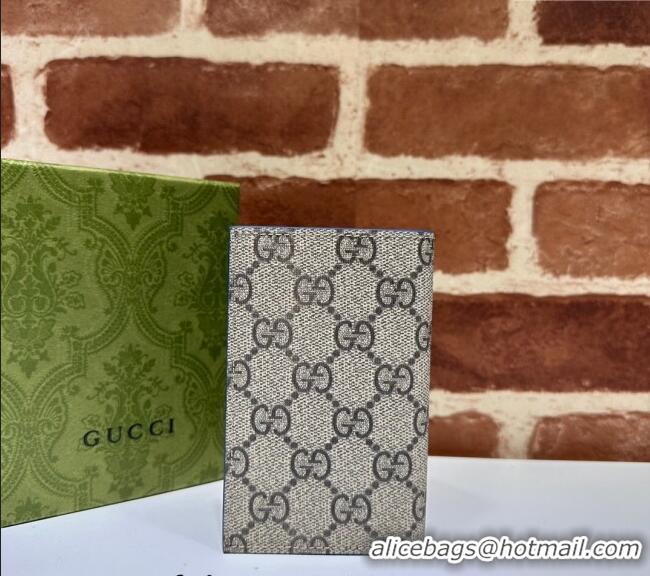 Famous Brand Gucci Long Card Case with GG Detail 768249 Blue Leather 2023