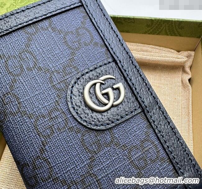 Good Looking Gucci Ophidia Zip Around Wallet ‎706844 Dark Blue 2023