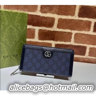 Good Product Gucci Ophidia Zip Around Wallet ‎706844 Dark Blue 2023