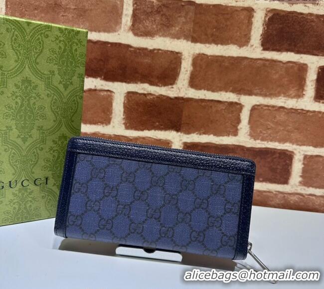 Good Product Gucci Ophidia Zip Around Wallet ‎706844 Dark Blue 2023