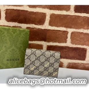 Top Quality Gucci Card case Wallet in Beige Horsebit Striped GG Canvas 774332 2023
