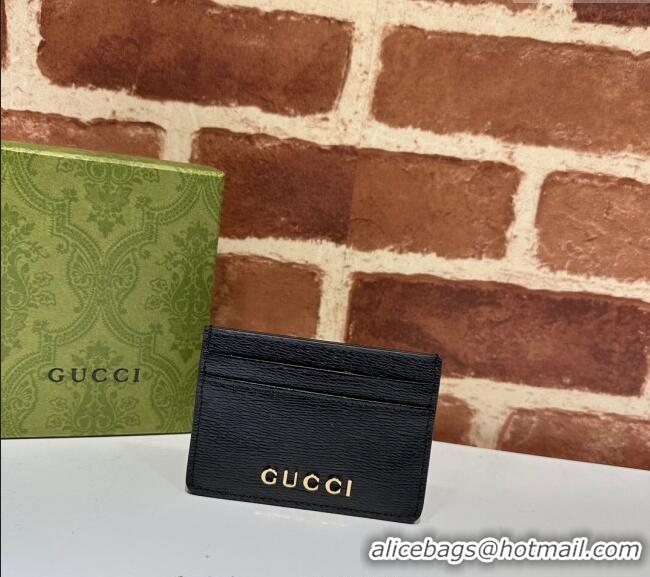 Super Quality Gucci Leather Card case Wallet with Gucci script 773428 Black 2023