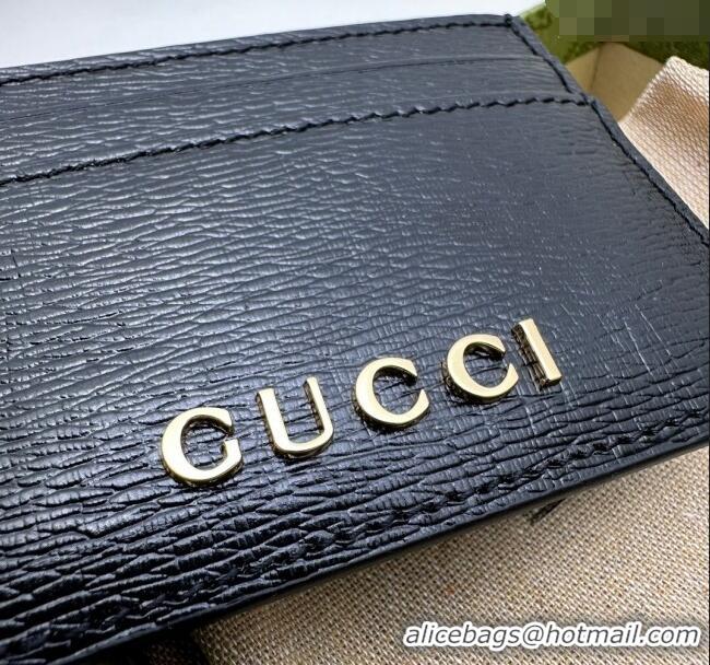 Super Quality Gucci Leather Card case Wallet with Gucci script 773428 Black 2023