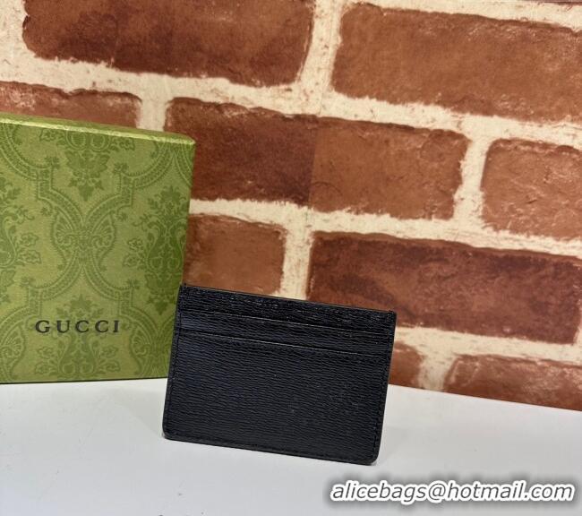 Super Quality Gucci Leather Card case Wallet with Gucci script 773428 Black 2023